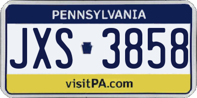 PA license plate JXS3858