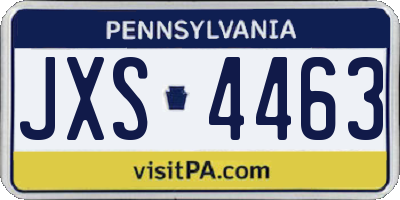 PA license plate JXS4463