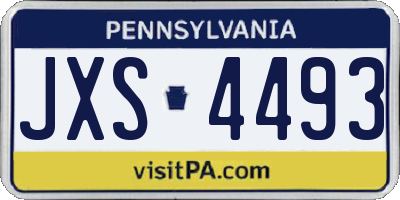 PA license plate JXS4493