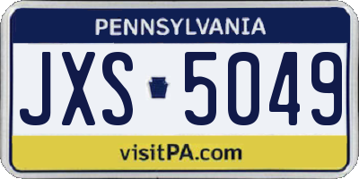 PA license plate JXS5049