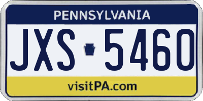 PA license plate JXS5460