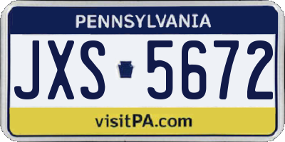 PA license plate JXS5672