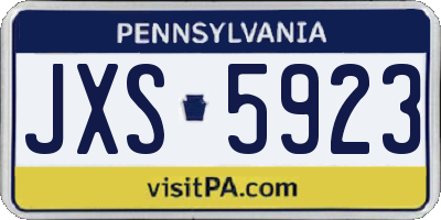PA license plate JXS5923