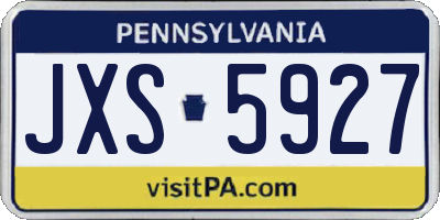 PA license plate JXS5927