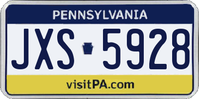 PA license plate JXS5928