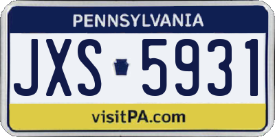 PA license plate JXS5931