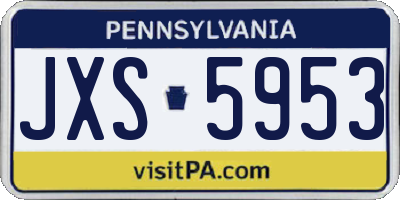 PA license plate JXS5953