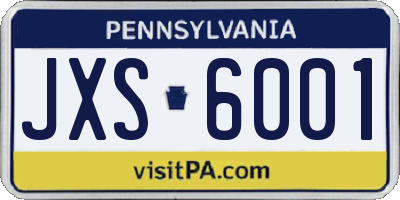PA license plate JXS6001
