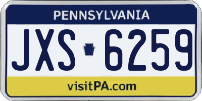 PA license plate JXS6259
