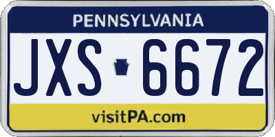 PA license plate JXS6672