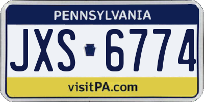 PA license plate JXS6774