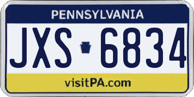 PA license plate JXS6834