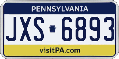 PA license plate JXS6893