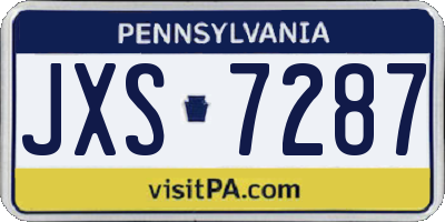 PA license plate JXS7287