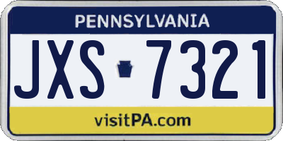 PA license plate JXS7321