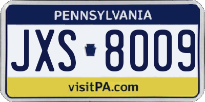 PA license plate JXS8009