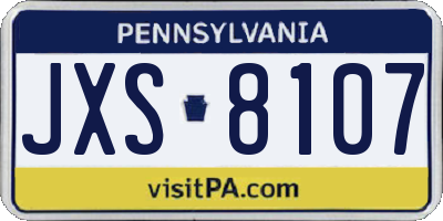 PA license plate JXS8107