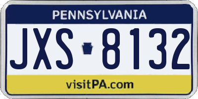 PA license plate JXS8132