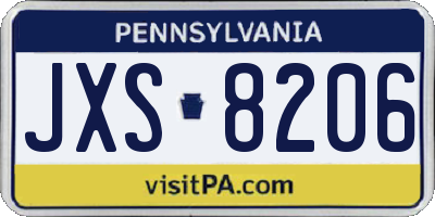 PA license plate JXS8206