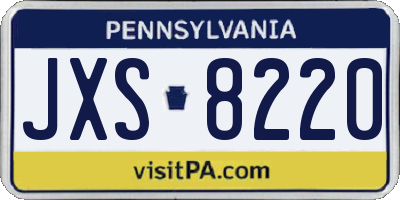 PA license plate JXS8220