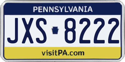 PA license plate JXS8222