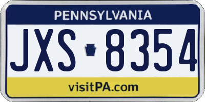 PA license plate JXS8354
