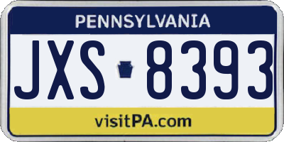 PA license plate JXS8393