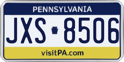 PA license plate JXS8506