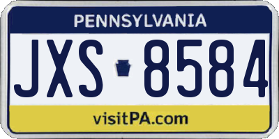 PA license plate JXS8584