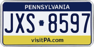 PA license plate JXS8597