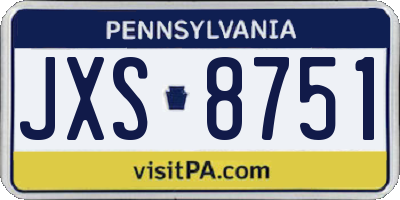 PA license plate JXS8751