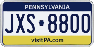PA license plate JXS8800