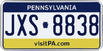 PA license plate JXS8838