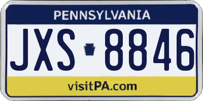 PA license plate JXS8846