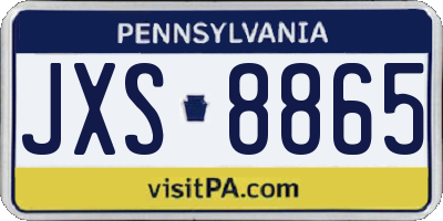 PA license plate JXS8865