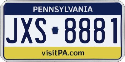 PA license plate JXS8881
