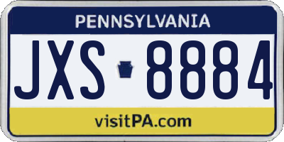 PA license plate JXS8884