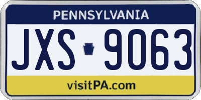 PA license plate JXS9063