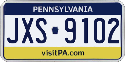 PA license plate JXS9102