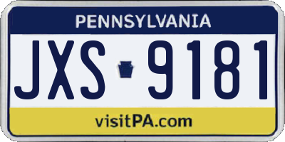 PA license plate JXS9181