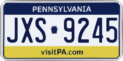 PA license plate JXS9245