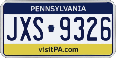 PA license plate JXS9326