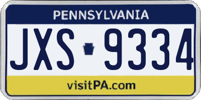 PA license plate JXS9334