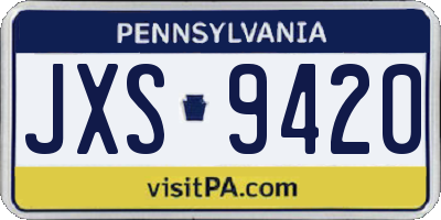 PA license plate JXS9420