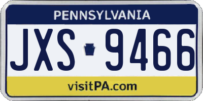 PA license plate JXS9466