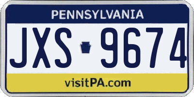 PA license plate JXS9674