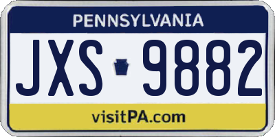 PA license plate JXS9882
