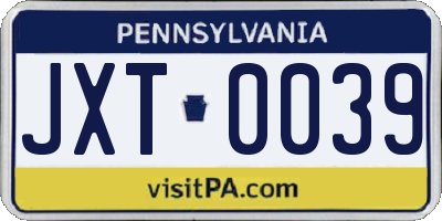 PA license plate JXT0039