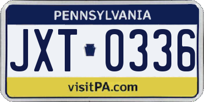 PA license plate JXT0336