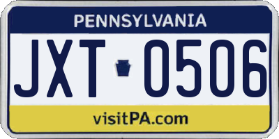 PA license plate JXT0506